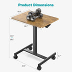 42.5 H Tall Small Standing Desk Mobile Portable Rolling Laptop PC Table Adjustable Height w/ Wheels
