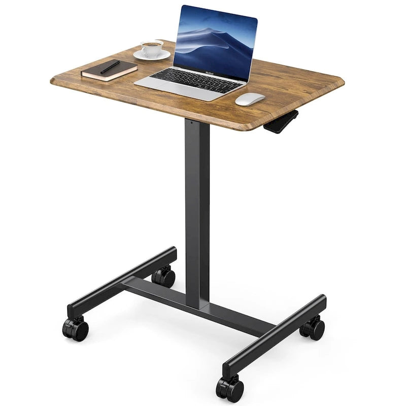 42.5 H Tall Small Standing Desk Mobile Portable Rolling Laptop PC Table Adjustable Height w/ Wheels