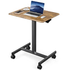 42.5 H Tall Small Standing Desk Mobile Portable Rolling Laptop PC Table Adjustable Height w/ Wheels