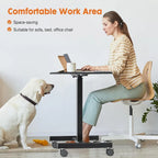 42.5 H Tall Small Standing Desk Mobile Portable Rolling Laptop PC Table Adjustable Height w/ Wheels