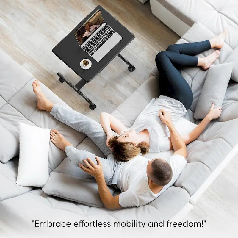 42.5 H Tall Small Standing Desk Mobile Portable Rolling Laptop PC Table Adjustable Height w/ Wheels