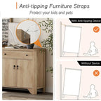 WAMPAT Farmhouse 3PCS Bedroom Set, 59 W Large Sideboard Buffet Cabinet,and Wood Nightstands Set of 2 with Charging Station