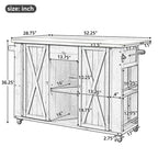 Outdoor Solid Fir Wood Kitchen Island with Stainless Steel Top,Mobile Outdoor Cart with Barn Doors,Drawer