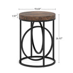 Modern Round Side End Table for Living Room, Tall Narrow Nightstand for Bedroom