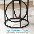 Modern Round Side End Table for Living Room, Tall Narrow Nightstand for Bedroom