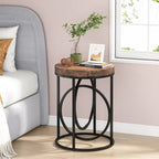 Modern Round Side End Table for Living Room, Tall Narrow Nightstand for Bedroom