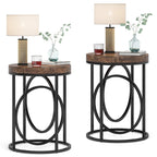 Modern Round Side End Table for Living Room, Tall Narrow Nightstand for Bedroom