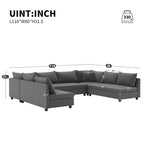 116 Chenille U-Shaped Modular Sectional Sofa, 8-Seater