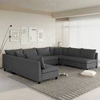 116 Chenille U-Shaped Modular Sectional Sofa, 8-Seater