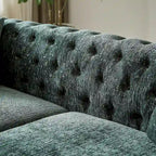 Green Chenille Tufted Upholstered 3-seater Sofa with Metal Legs