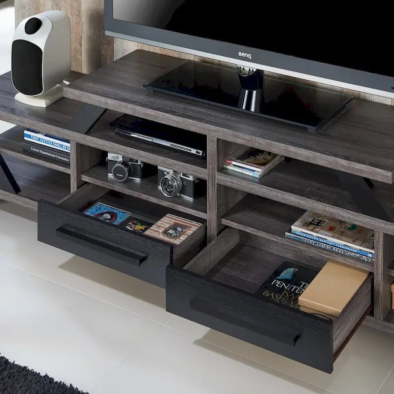 Mezu Contemporary Grey 80-inch 8-Shelf TV Console Furniture of America