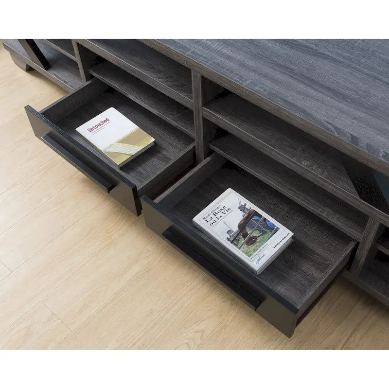 Mezu Contemporary Grey 80-inch 8-Shelf TV Console Furniture of America