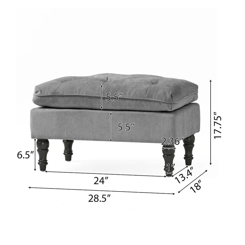 Jeremy Modern Tufted Fabric Pillow Top Ottoman by Christopher Knight Home