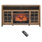 55 Inch Tv Media Stand With Electric Fireplace Kd Inserts Heater,Gray Wash Color