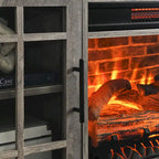 55 Inch Tv Media Stand With Electric Fireplace Kd Inserts Heater,Gray Wash Color