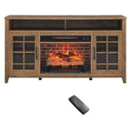 55 Inch Tv Media Stand With Electric Fireplace Kd Inserts Heater,Gray Wash Color