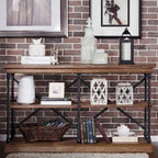 Dubrovnik Cornice Iron and Wood Entryway Console Table
