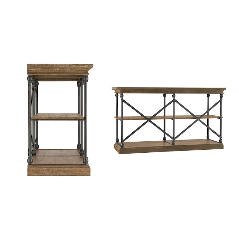 Dubrovnik Cornice Iron and Wood Entryway Console Table