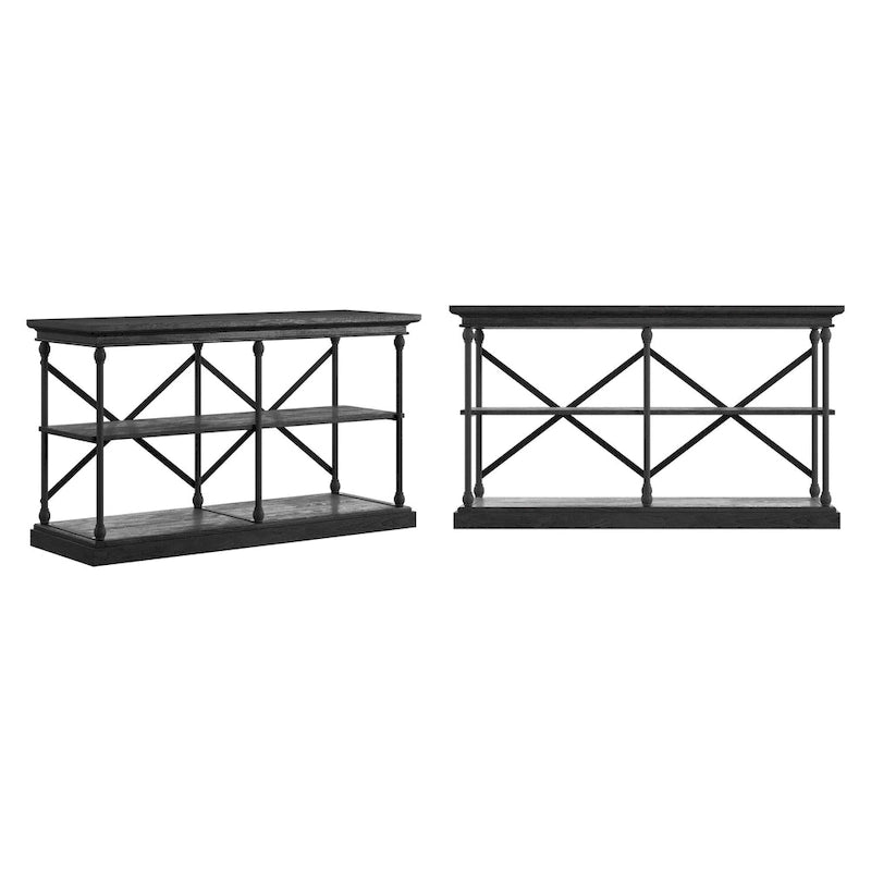 Dubrovnik Cornice Iron and Wood Entryway Console Table
