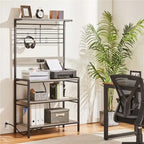 Yaheetech Kitchen Baker's Rack with Power Outlet, 4-tier Kitchen Microwave Oven Stand, Gray