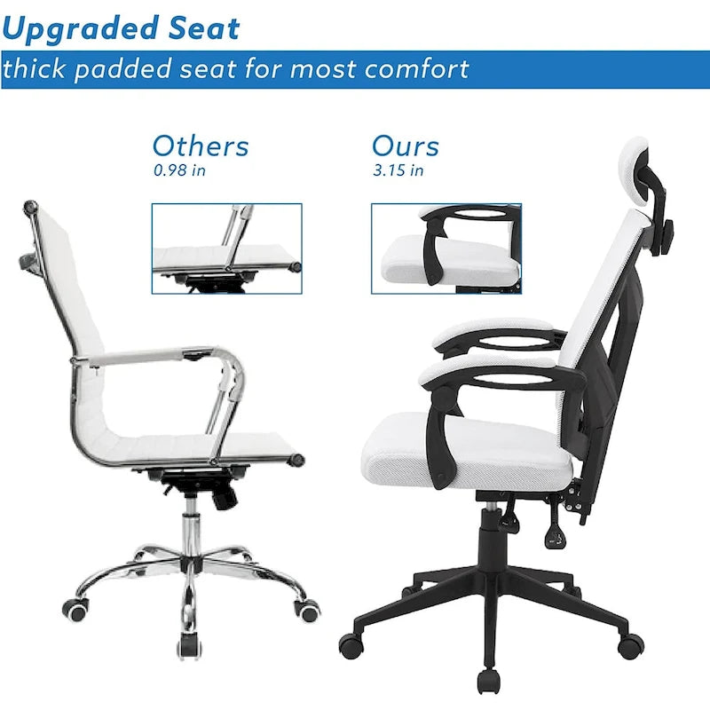 Adjustable Office Chair with Headrest Ergonomic Desk Chair High Back Mesh Office Chairs with Lumbar Support with Wheels