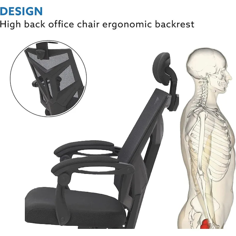 Adjustable Office Chair with Headrest Ergonomic Desk Chair High Back Mesh Office Chairs with Lumbar Support with Wheels