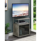 Convenience Concepts Designs2Go 26 inch TV Stand with Black Glass Storage Cabinet and Shelf