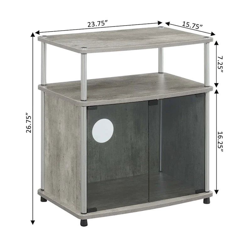 Convenience Concepts Designs2Go 26 inch TV Stand with Black Glass Storage Cabinet and Shelf