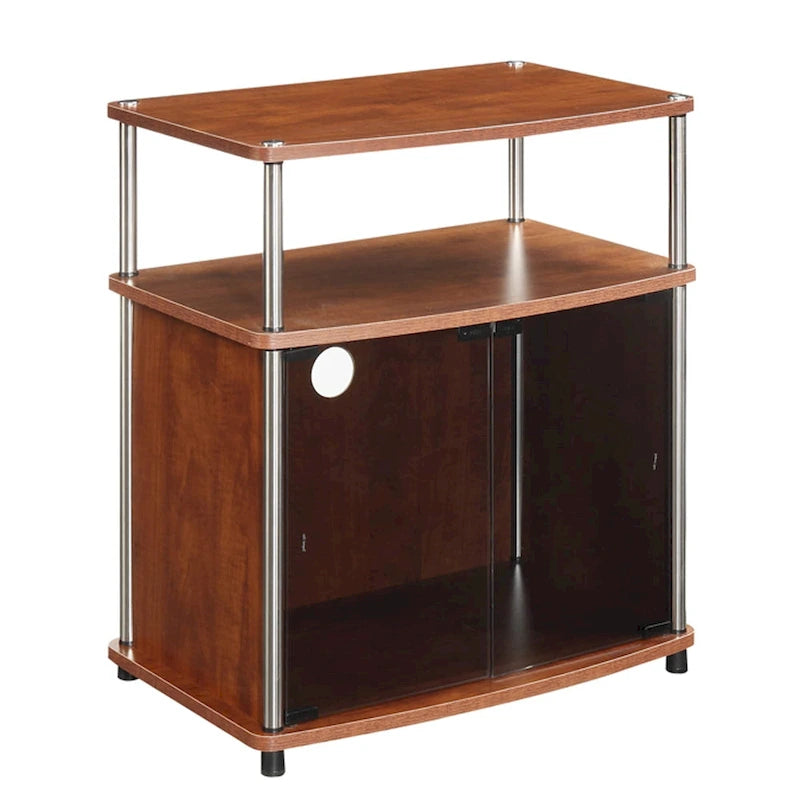 Convenience Concepts Designs2Go 26 inch TV Stand with Black Glass Storage Cabinet and Shelf