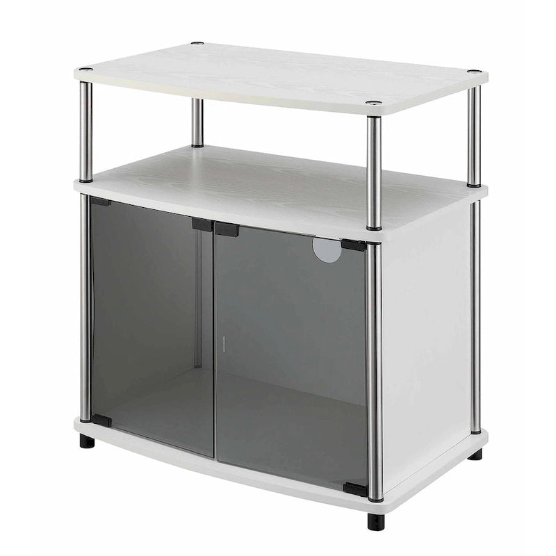 Convenience Concepts Designs2Go 26 inch TV Stand with Black Glass Storage Cabinet and Shelf