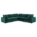 Commix Down Filled Overstuffed Velvet 5-Piece Sectional Sofa