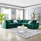 Commix Down Filled Overstuffed Velvet 5-Piece Sectional Sofa