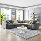 Commix Down Filled Overstuffed Velvet 5-Piece Sectional Sofa