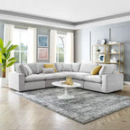 Commix Down Filled Overstuffed Velvet 5-Piece Sectional Sofa