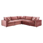 Commix Down Filled Overstuffed Velvet 5-Piece Sectional Sofa