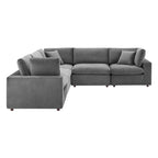 Commix Down Filled Overstuffed Velvet 5-Piece Sectional Sofa