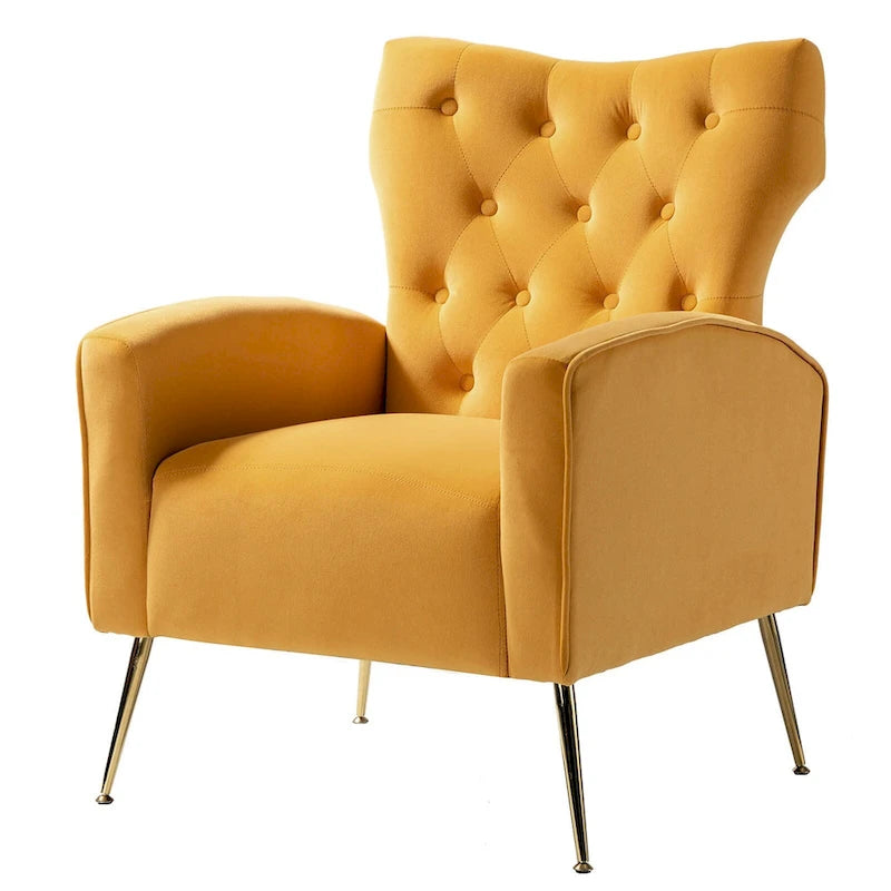 Abadiana Accent Tufted Chair with Metal Base by HULALA HOME