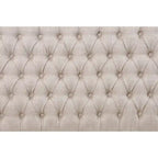 French Tufted Upholstered Dining Banquette Bench (Light Sand Fabric)