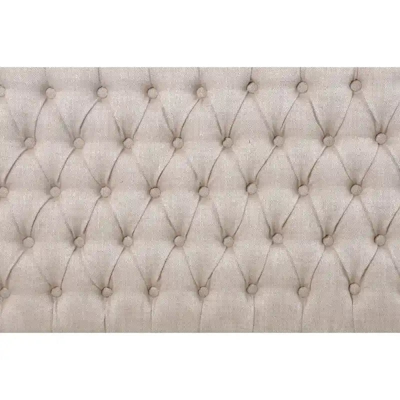 French Tufted Upholstered Dining Banquette Bench (Light Sand Fabric)