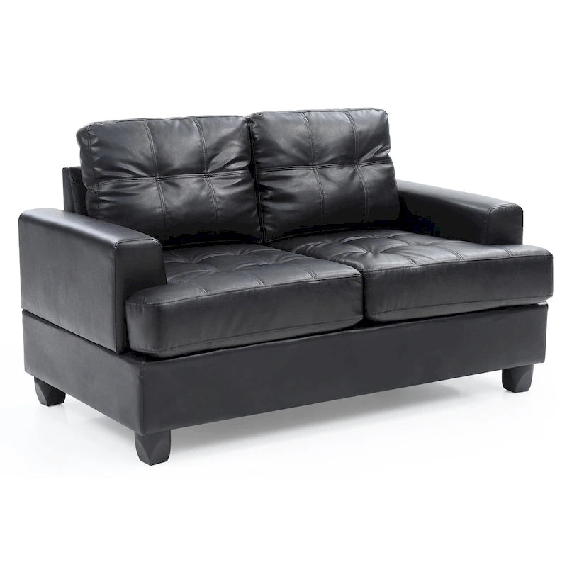 Sandridge 58 in. W Flared Arm Faux Leather Straight Sofa - 34L x 58W x 36H
