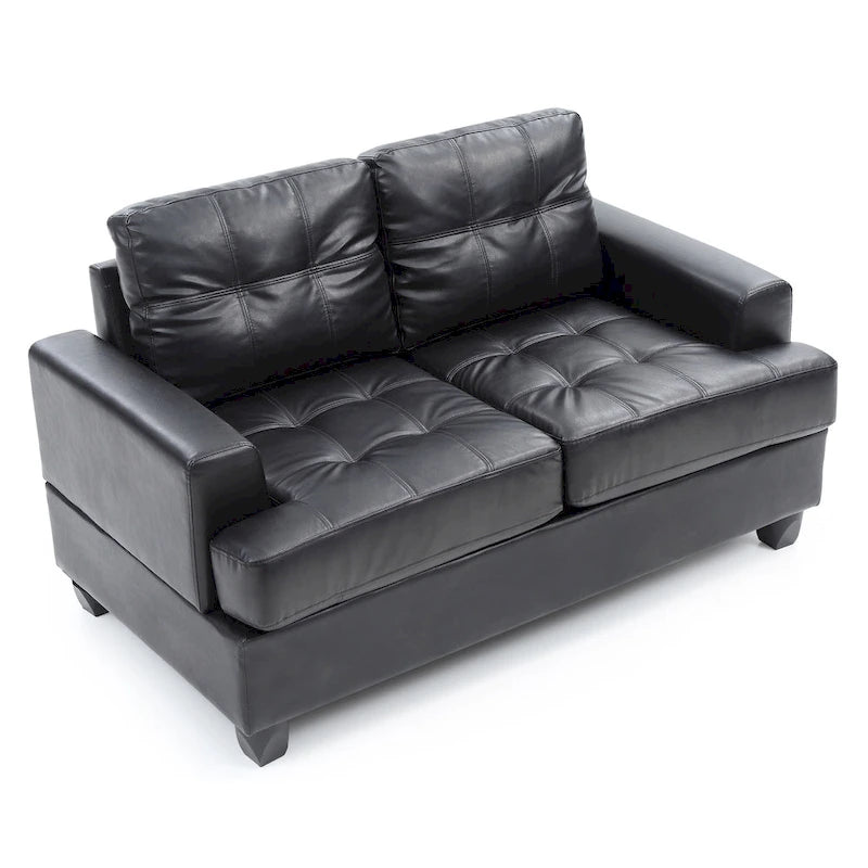 Sandridge 58 in. W Flared Arm Faux Leather Straight Sofa - 34L x 58W x 36H