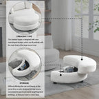 Circle Swivel Chair with Moon Storage Ottoman and 4 Pillows