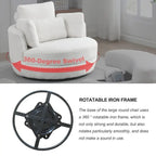 Circle Swivel Chair with Moon Storage Ottoman and 4 Pillows