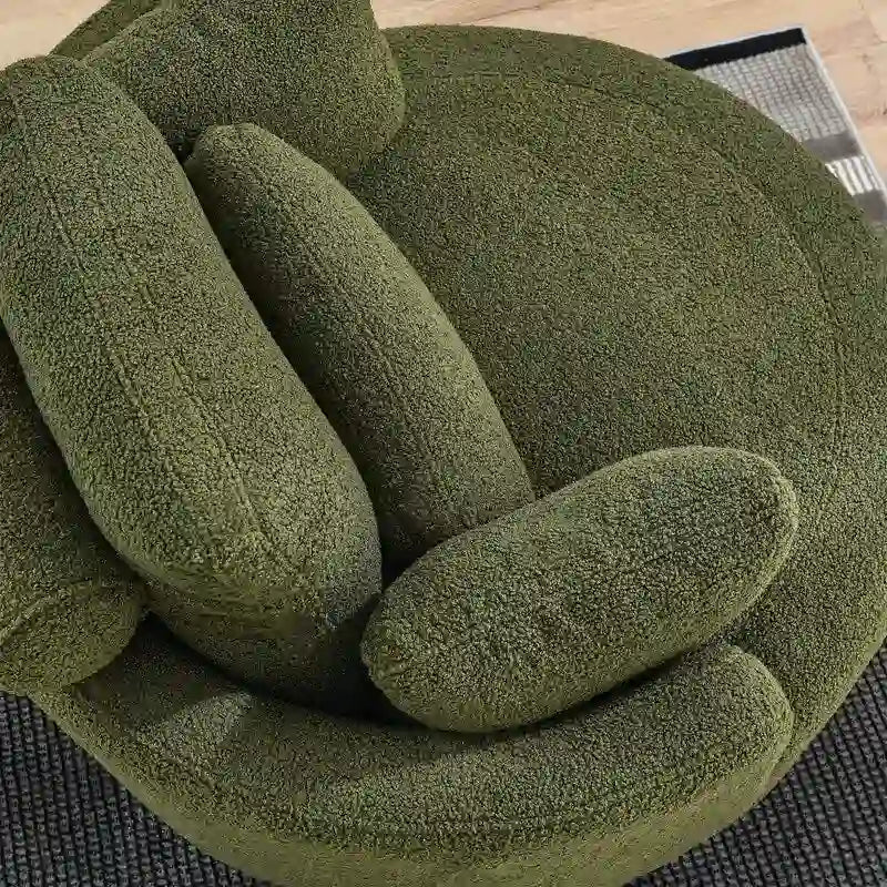 Circle Swivel Chair with Moon Storage Ottoman and 4 Pillows