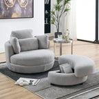 Circle Swivel Chair with Moon Storage Ottoman and 4 Pillows