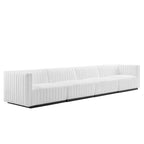 Conjure Channel Tufted Upholstered Fabric 4-Piece Sofa