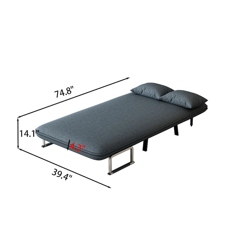 Convertible Tri-Fold Sofa Bed with Adjustable Backrest & Pillow