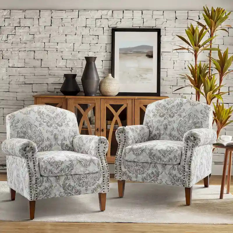 Giampiero Living Room Armchair with Nailhead Trims Set of 2 by HULALA HOME