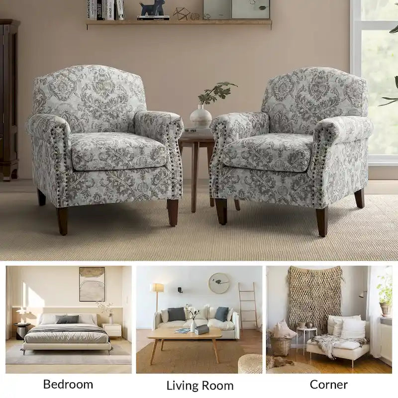 Giampiero Living Room Armchair with Nailhead Trims Set of 2 by HULALA HOME