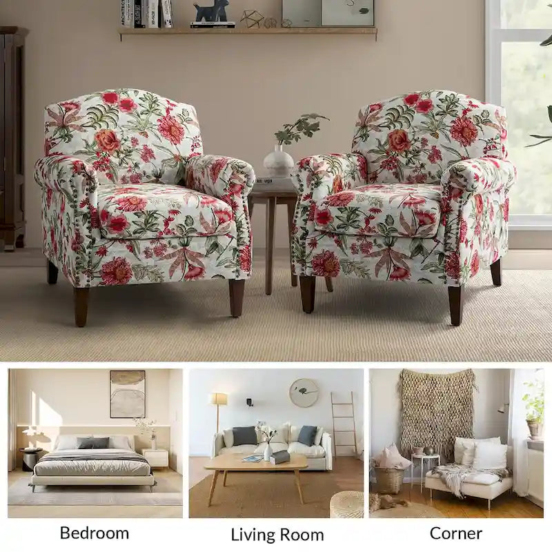 Giampiero Living Room Armchair with Nailhead Trims Set of 2 by HULALA HOME
